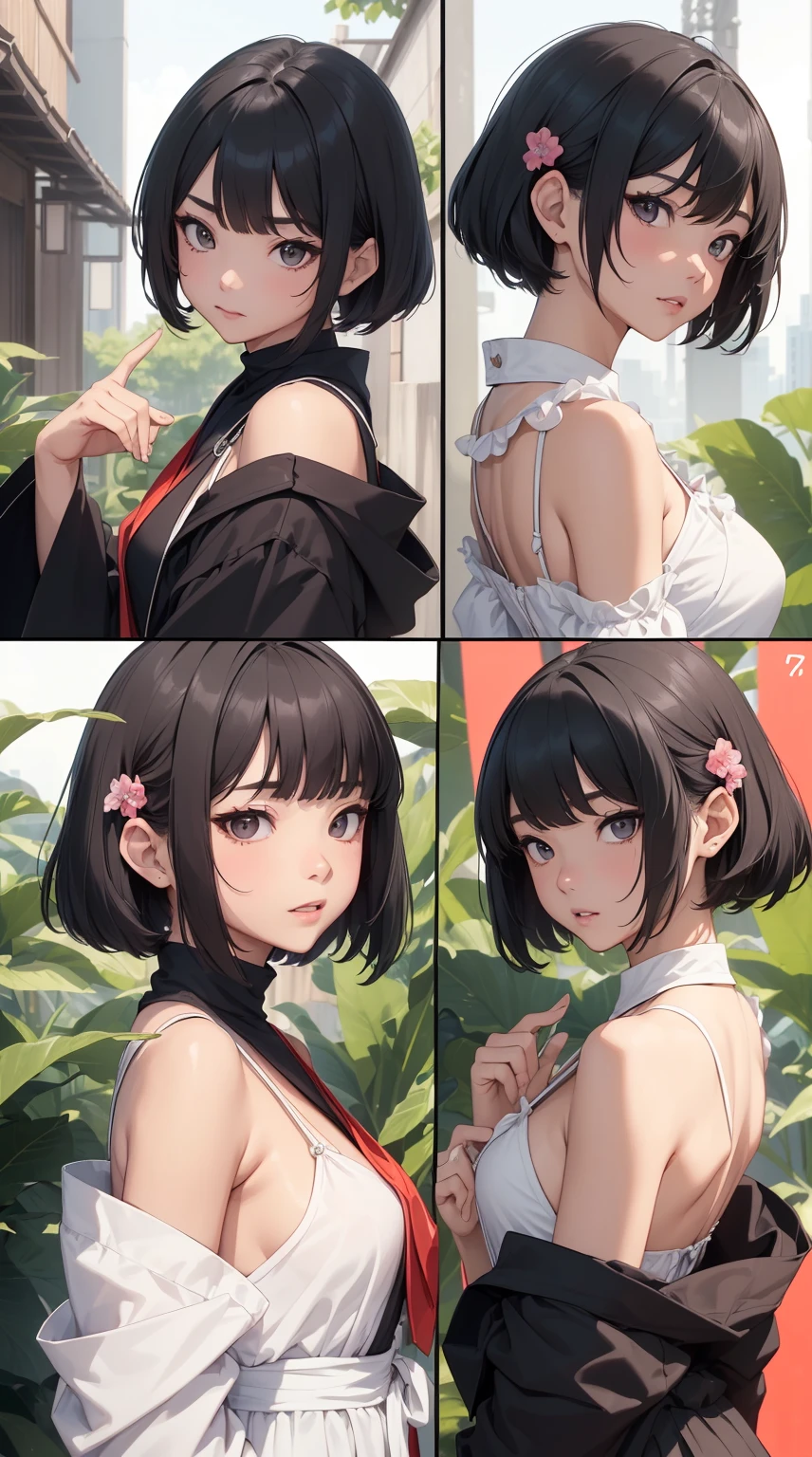 ((master-piece)),(((bestquality))),(Character design sheet, Same character..., Front, side), A Beautiful Girl、(Multiple girls)highest image quality、upscale,Short hair details,Frontอกด้านside,Smile,(slip dress),master-pieceที่ดีที่สุดFrontอก、Chest 100、high quality、visual art、background and japan ,annoyed, ใบFrontเท่านั้น, Separate from each other..., fins, sharpt teeth, shouting, sparkling eyes, high-detail, ((6 expressions)), Jungle theme, ((ตกสะเก็ดบนใบFront, Glossy lips, Glossy skin, (((มีสี่Frontเท่านั้น))), (((Only four references)))
