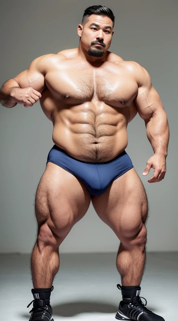 of a guy，male people，Muscle wrestler，musculous，Stout wrestler，jpn，uncles，45岁Middle age男子，short detailed hair，Wrestling boots，athletic sneakers，Show off your toned body，Panorama characters，white colors，，aged 40，short mustache,Middle age，Tattoos are，Fingerless gloves，Wheat-colored skin，oilly skin，Dark skin，Show off your chest muscles，Sumo wrestler，body builder，short mustache，Wide sideburns，Pronounced abs，ssmile，chocolate complexion，Pure background