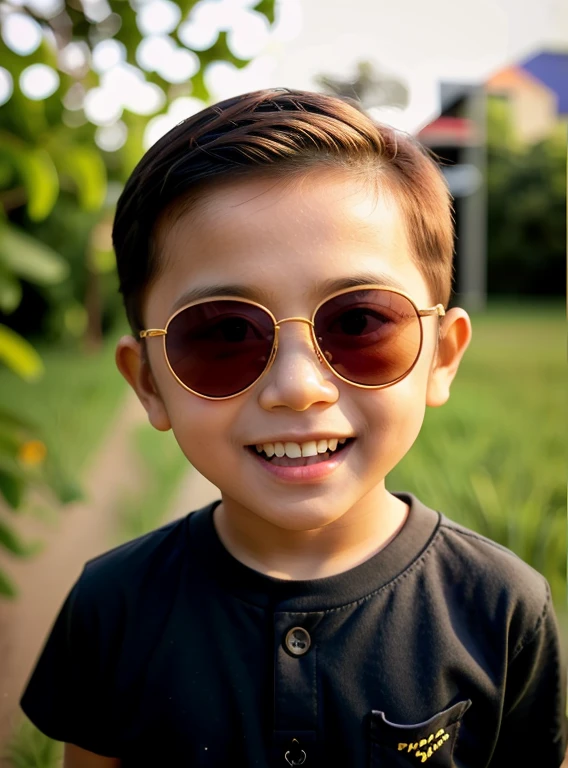 there is a young boy wearing sunglasses and a black shirt, 2 , with sunglass, nivanh chanthara, kid, with sunglasses, in sun glasses, little ki cool sunglasses, in style of lam manh, 5 years old, sun glasg shaded, ruan cute vtuber, thawan duchanee