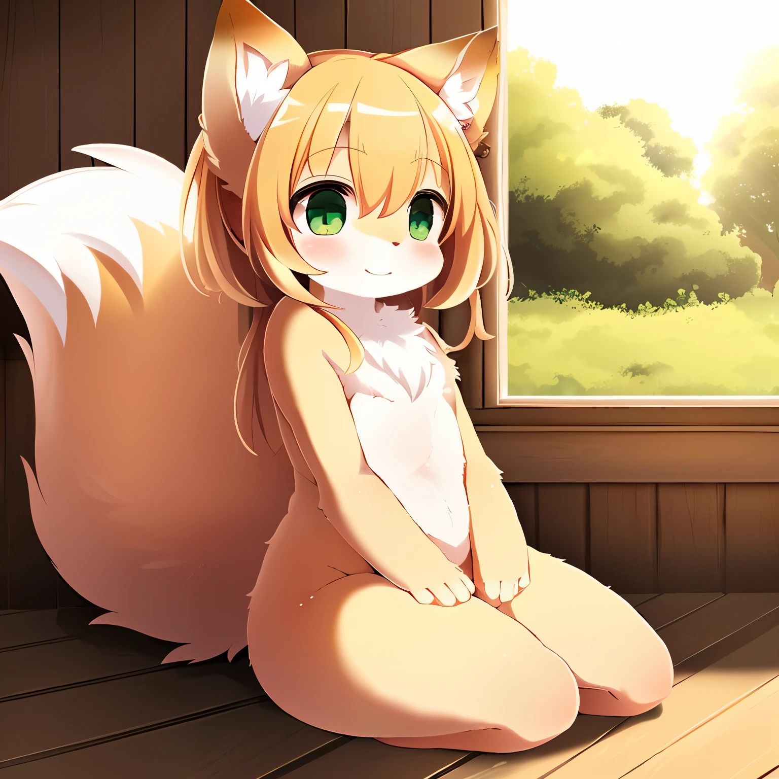 uploaded on e621, Inside the slug box, stem boom boom, - Artist: Senzai ball, By Dagasi, - Artist: your digimon girl, healing hole, solo women (Fox, Fluffy, thighs thighs thighs thighs, Green eyes, kawaii系, Big eyes, Fluffy ears, furr, detailed furr, Fluffy chest, chest fluff, Fluffy ears, Fluffy tail, Full body, fox an legs, an legs, kawaii系 face, soft furr, 1 tail, big tail), Detailed Lighting, shading, cinematic lightening, (けもの, Small, kawaii系, ), Shaded, masutepiece, Detailed ambient light, Detailed background, A clear day, Backlighting, crepuscular ray, furr light reflection, Benches, Sitting, Outside, an legsを交差させた, Looking away, Looking to the side, masutepiece, Natural light, smug, Soft colors, Illustration, High quality, expression,fullnude,Beastman,kawaii