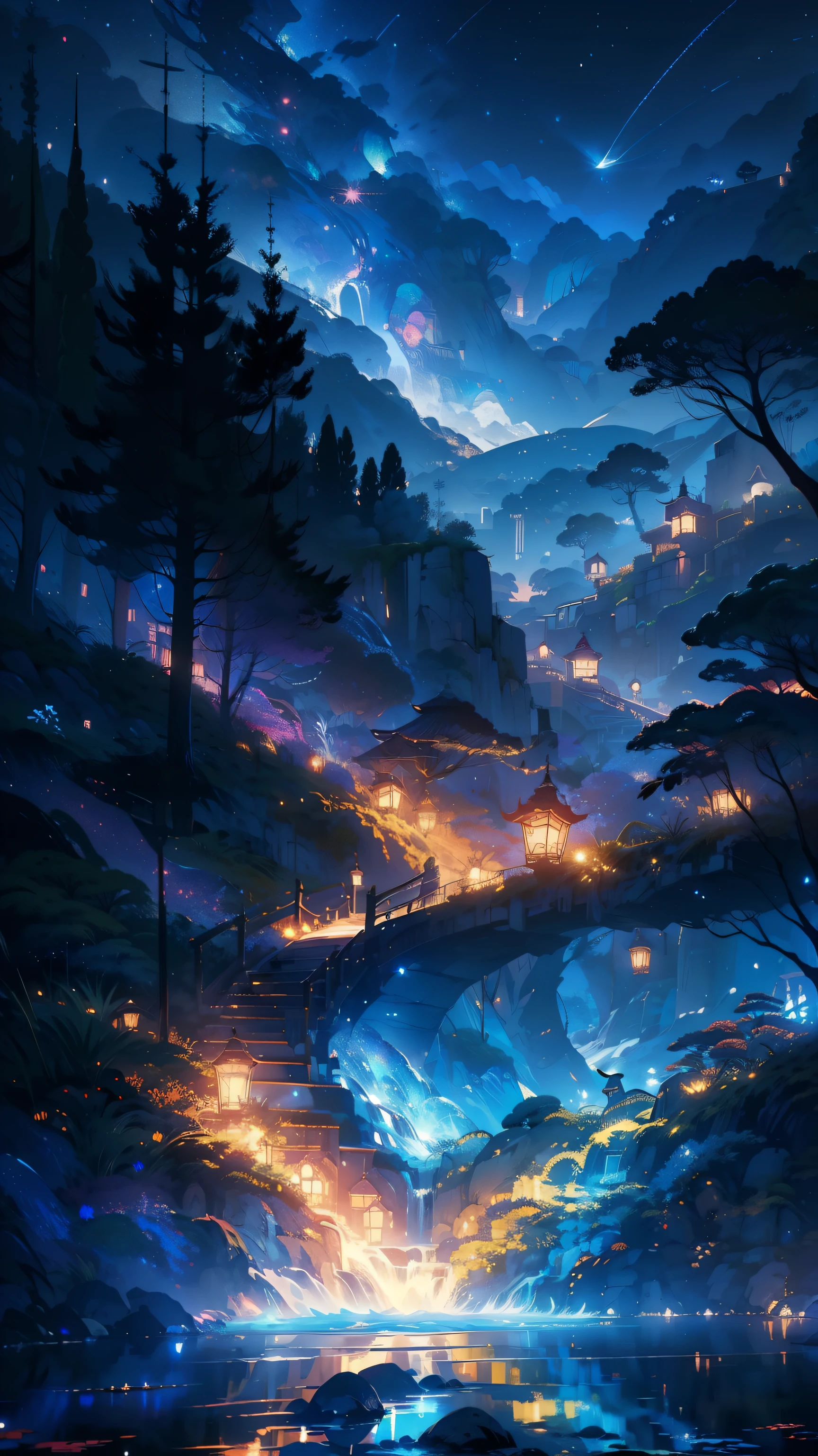 main part, a gorgeous, The landscape, (((The No_HumaThe Nos))), the night, florals, florals园, starrysky, constellation, Amazing, Faraway view, Eau, Quint, accompaniment, Calm, meteors, cosmic, magia, magia, the detail, Justo, ((Piri Rambos))