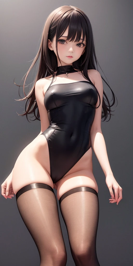 masterpiece, best quality,1girl,solo,bodysuit,pantyhoses,grey background, (kbxll:0.6)