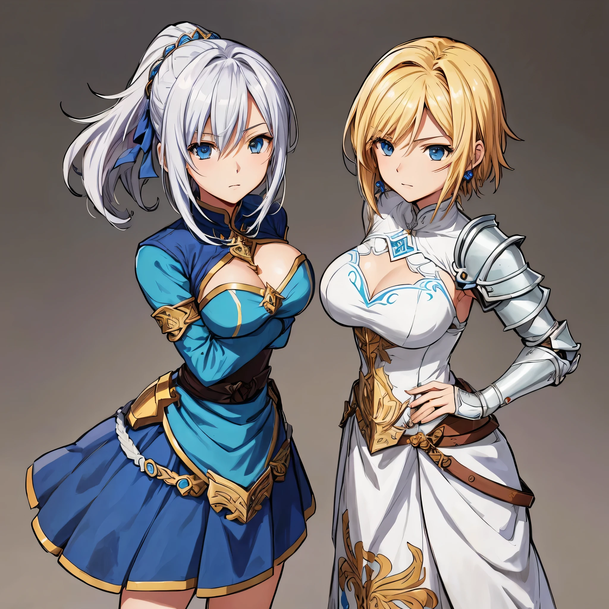 um desenho animado de uma mulher com uma espada e um vestido azul, protagonista feminina 👀 :8, da armadura, knights of zodiac girl, hero 2 d fanart artsation, Cushart Kenz, she is ready to fight, valkyrie style character, Armadura azul, portrait knights of zodiac girl, coriolios rpg estilo de arte, final fantasy tactics character