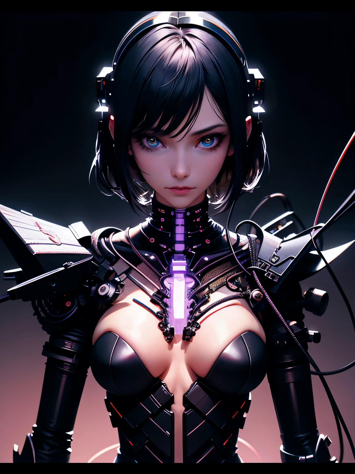 1 Mechanical Girl, ((super realistic details)), portlate, western illumination, Shadow, octan render, in 8K, ultrasharp, metals, Details of complex ornaments, cold color, Egyptian Detail, highly intricate detail, Realistic light, CGSoation Trends, radiant eyes, Facing the camera, neon details, Mechanical limbs, blood vessels connected to tubes, Mechanical vertebrae attached to the back, mechanical cervical attaching to neck, Wires and cables connecting to the head, art stations, detailed fantasy art, Stunning character art, ファンアート最高のart stations, epic exquisite character art, extremely detailed art germ, Detailed Digital Anime Art,art stations pixiv のアートジャーム