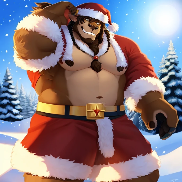 tauren，Burly，laughingly，santa，Detailed character details