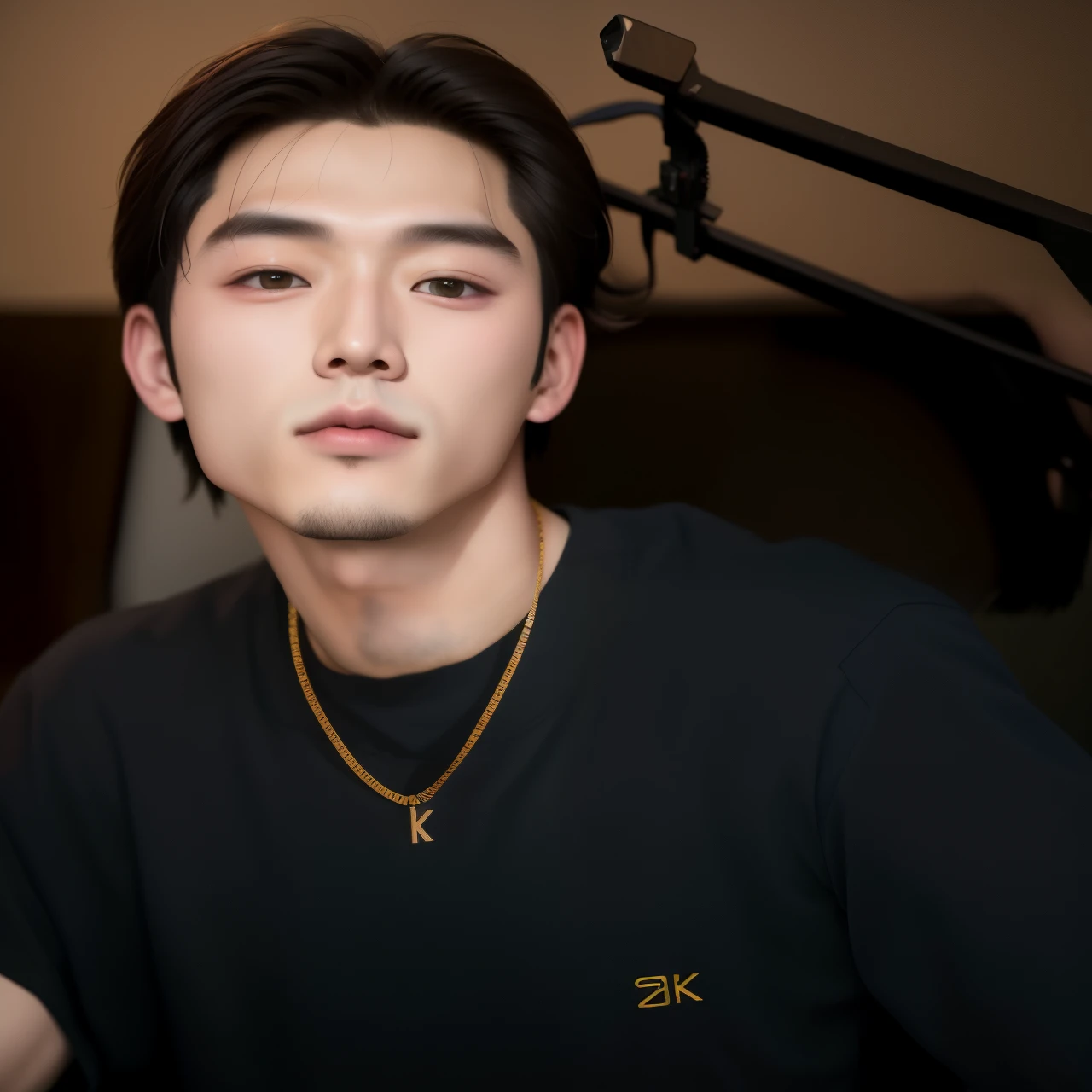 There's a man sitting with a cell phone in his hand, wan adorable korean face, inspirado em Bian Shoumin, Yanjun Chengt, Sul Coreano Masculino, Cai Xukun, Kim Doyoung, Bonito Chad Chin, inspirado em Zhang Han, 1 7 - ano - menino rosto magro, Retrato de Jossi de Blackpink, Fotografia selfie 8k