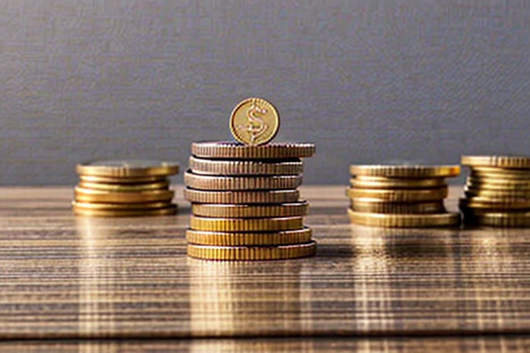 Financial investment pile of coins for financial investors with bank growth trading chart