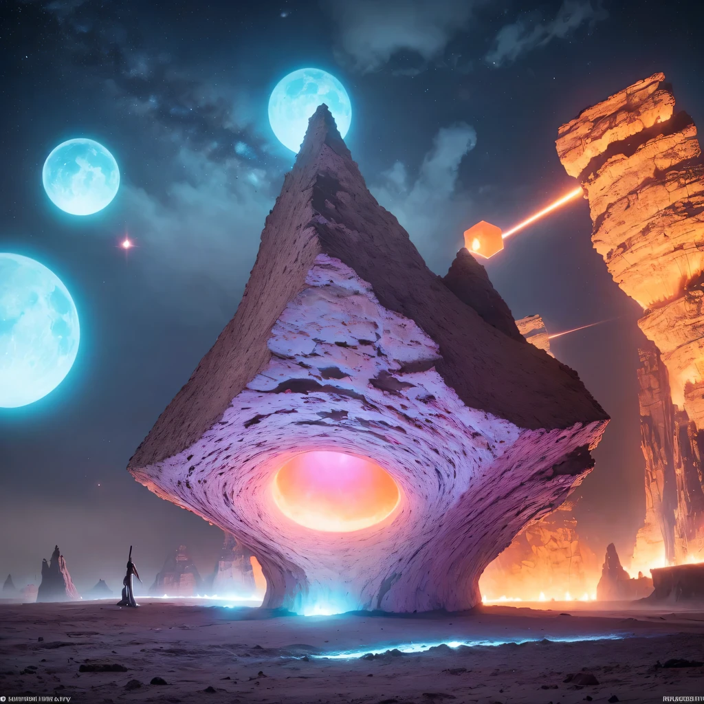 Strange photos of heavy metal planetary clouds, Electron microscopy photography, Tissue engineering, Infrared spectroscopy, Statistical mechanics, Dada Photo Montage, future proposals, Mark Caseley, quantum level ,Light orange style,Purple pink series,Alien Hexagonal Base (Nipples are very delicate) In a hexagonal mountain oasis,There are several hexagonal exhaust fans and chimneys, some neon lights project from the base,Light up the night), There are some clouds in the night sky, Some surrounding planets provide air to unknown planets,The most remote giant hexagonal volcano erupts,the rainforest