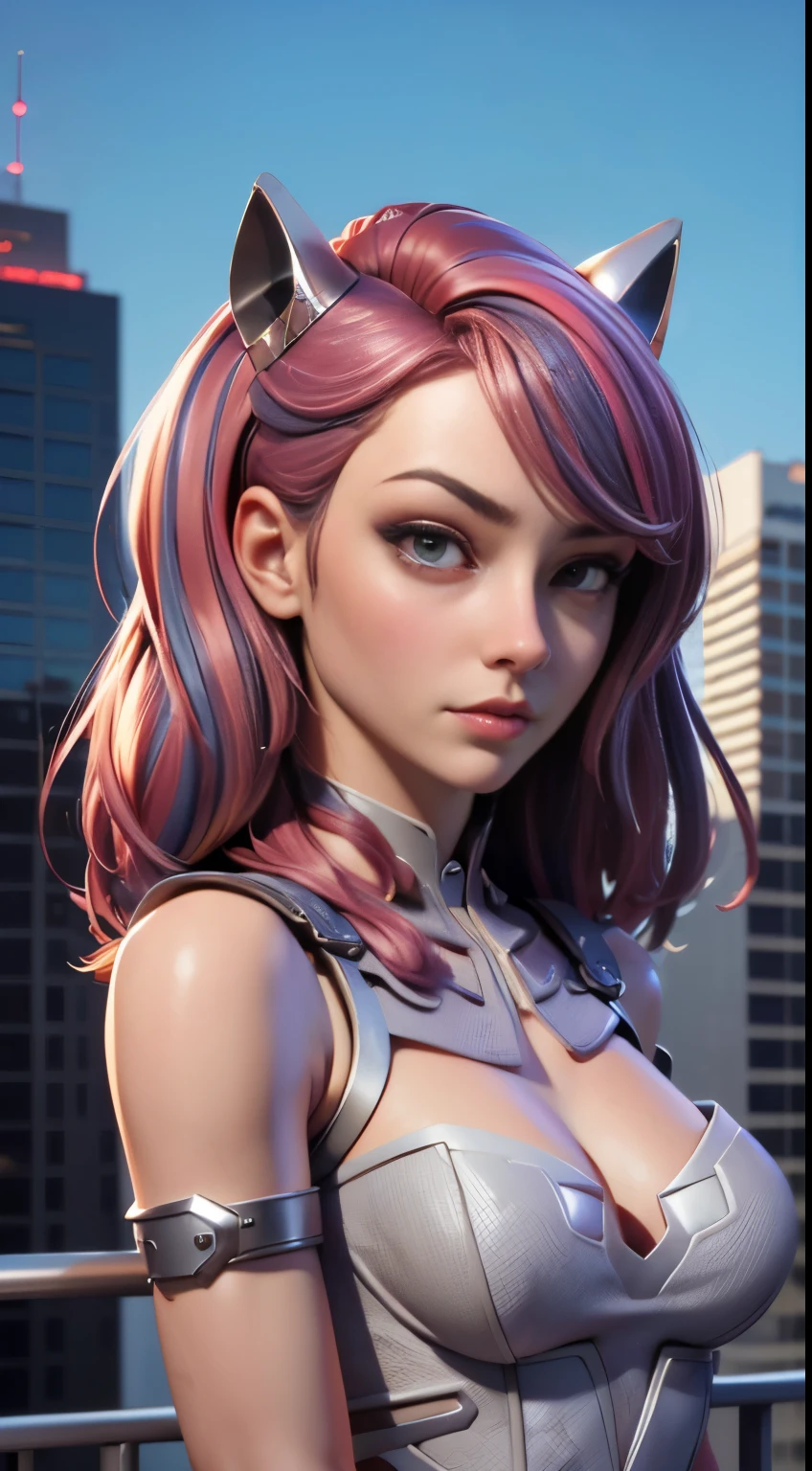 photo of Ironmouse, RAW, beautiful woman, ((portrait)), ((detailed face:1.2)), ((detailed facial feature, detailed skin, clear skin), (perfect proportioned body), (wearing a colorfulrevealing dress) (high detailed city environment, apartment balcony), (realistic photo, best quality, detailed), (8k wallpaper), (cinematic lighting, dramatic lighting) (sharp focus, intricate)