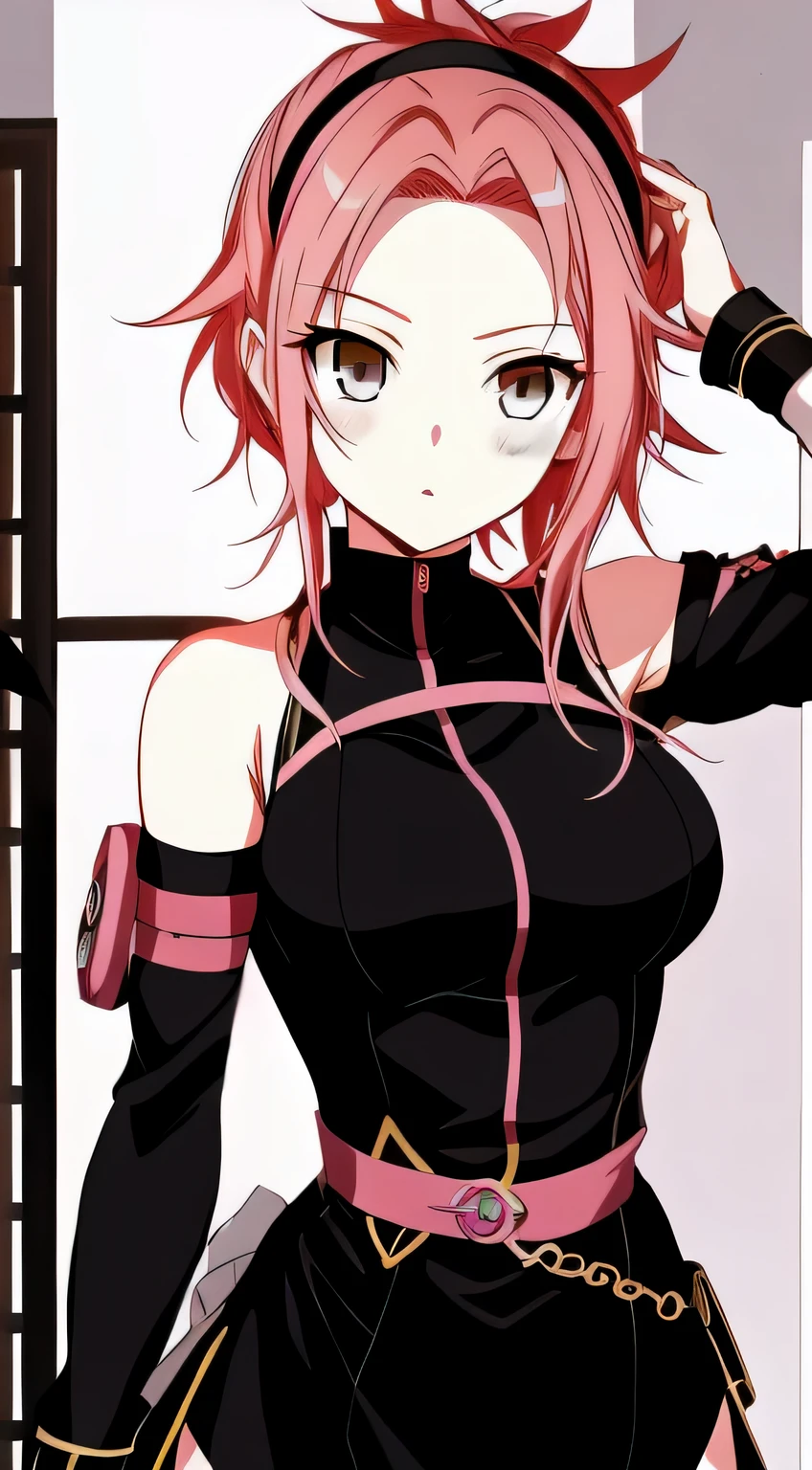 anime com cabelo rosa e vestido preto segurando uma faca, menina chamada lucy, haruno sakura, Yata Hana, menina sedutime, sakura haruno, anime melhor garota, (menina anime), visime de uma menina bonito, "Mulher de bonita, Personagem de anime feminino, Sakura Haruno no modo Slug Sage, menina atraente anime, linda manime