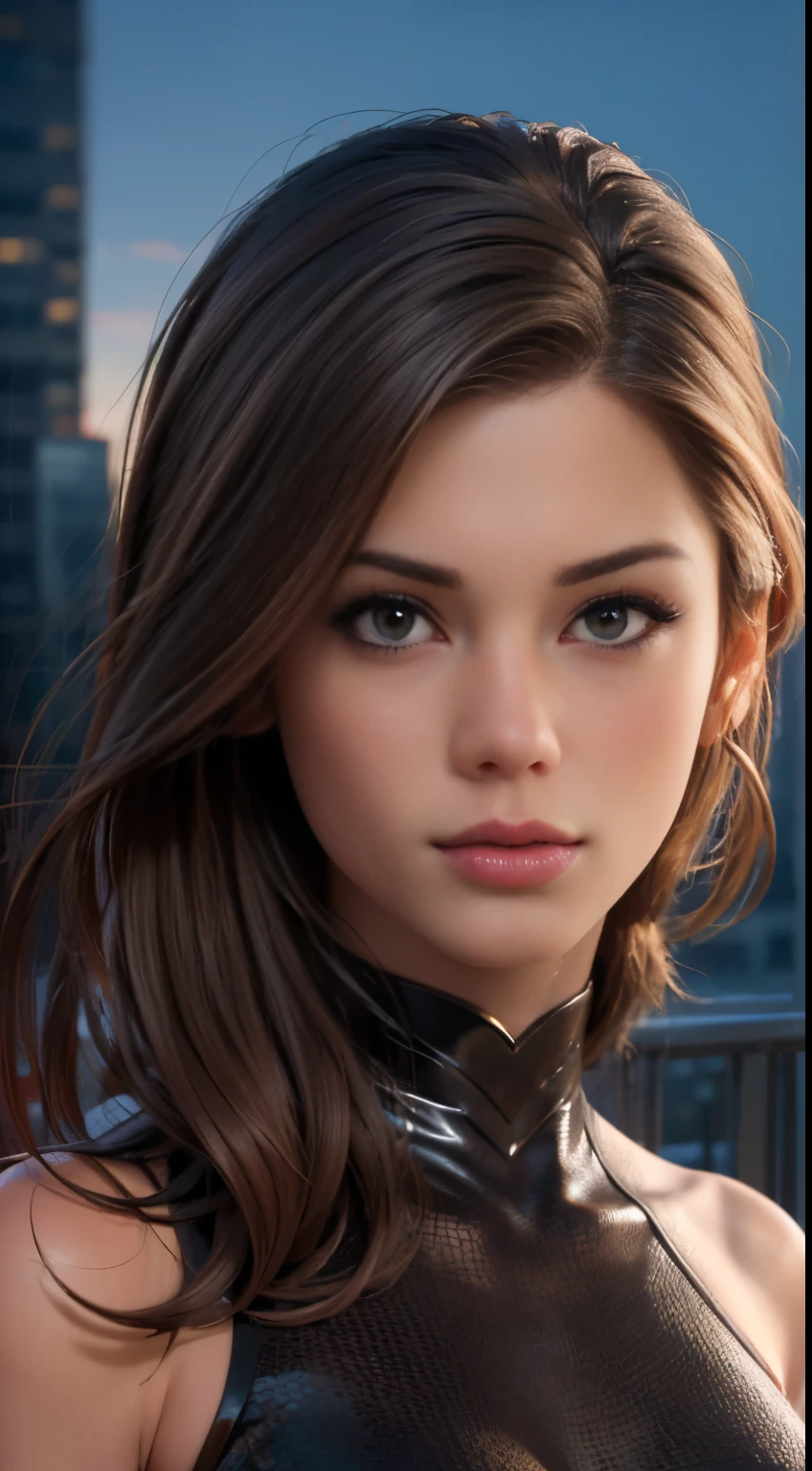 photo of Little Caprice, RAW, beautiful woman, ((portrait)), ((detailed face:1.2)), ((detailed facial feature, detailed skin, clear skin), (perfect proportioned body), (wearing a colorful sexy dress) (high detailed city environment, apartment balcony), (realistic photo, best quality, detailed), (8k wallpaper), (cinematic lighting, dramatic lighting) (sharp focus, intricate)