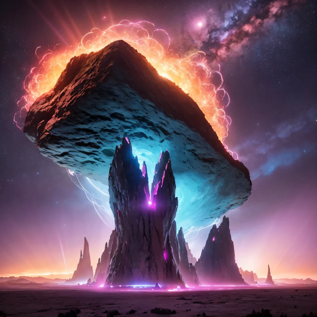 Strange photos of heavy metal planetary clouds, Electron microscopy photography, Tissue engineering, Infrared spectroscopy, Statistical mechanics, Dada Photo Montage, future proposals, Mark Caseley, quantum level ,Light orange style,Purple pink series,Alien Hexagonal Base (Nipples are very delicate) In a hexagonal mountain oasis,There are several hexagonal exhaust fans and chimneys, some neon lights project from the base,Light up the night), There are some clouds in the night sky, Some surrounding planets provide air to unknown planets,The most remote giant hexagonal volcano erupts,the rainforest