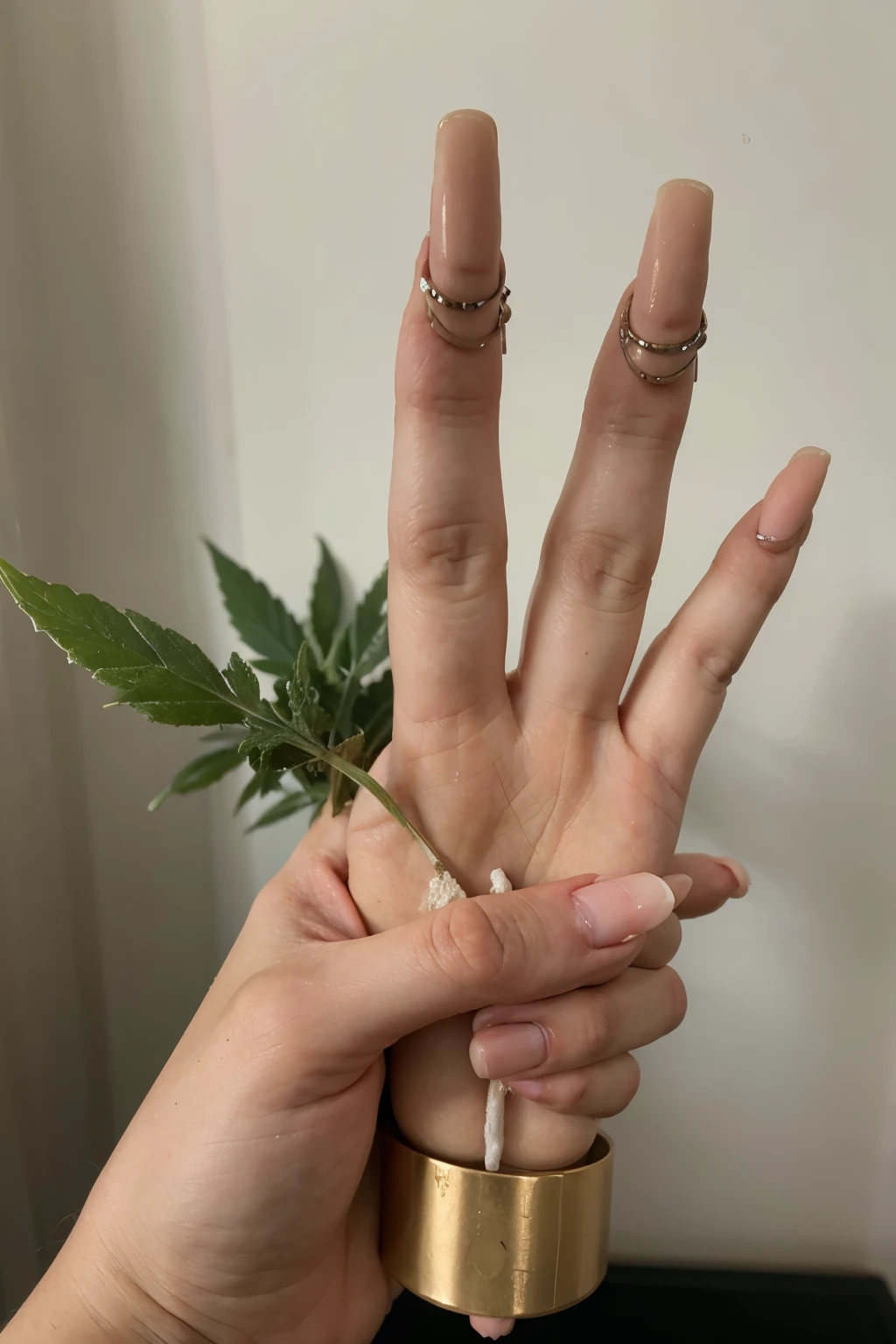 make a medium skin toned hand holding a blunt for weed.