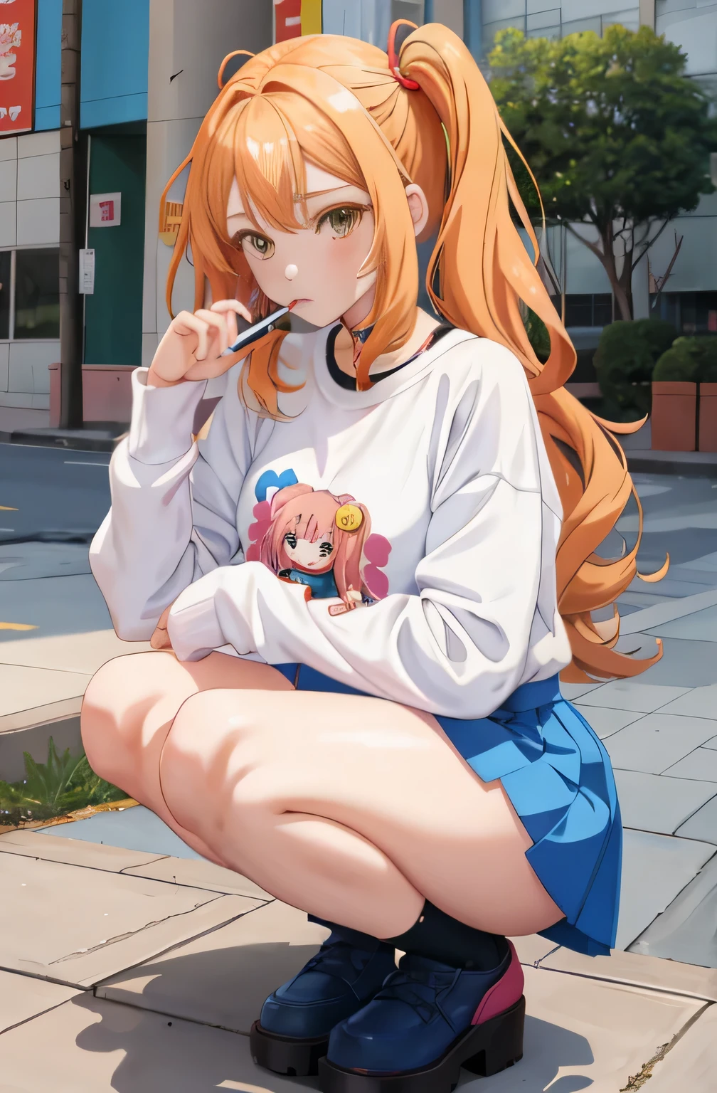 anime girl kneeling on the floor with a cigarette in her hand, fofa anime, uma menina, menina animena atraente anisual anime de uma menina bonito, menina boo anime high sclinda menina anime, The anime girl is squa linda menina anime, Estilo anime 4K, (menina anienina bonita do anime agachament