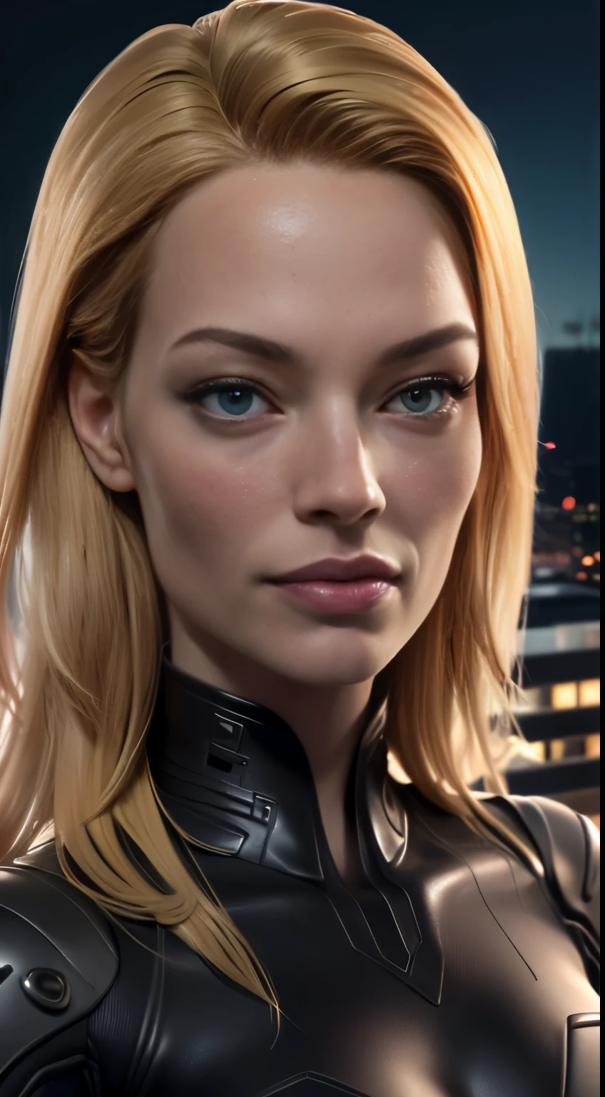 photo of Jeri Ryan, RAW, beautiful woman, ((portrait)), ((detailed face:1.2)), ((detailed facial feature, detailed skin, clear skin), (perfect proportioned body), (wearing a dark plug suit) (high detailed city environment, apartment balcony), (realistic photo, best quality, detailed), (8k wallpaper), (cinematic lighting, dramatic lighting) (sharp focus, intricate)