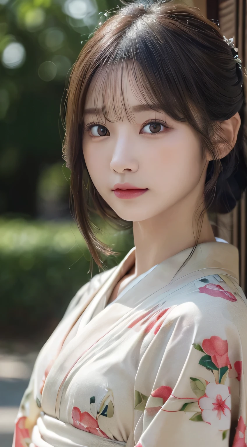 (Kimono)、(23years old)、(top-quality,masterpiece:1.3,超A high resolution,),(ultra-detailliert,Caustics),(Photorealsitic:1.4,RAW shooting,)Ultra-realistic capture,A highly detailed,high-definition16Kfor human skin、 Skin texture is natural、、The skin looks healthy with an even tone、 Use natural light and color、(One Woman)、japanes,,kawaii,A dark-haired,Middle hair,(depth of fields、chromatic abberation、、Wide range of lighting、Natural Shading、)、