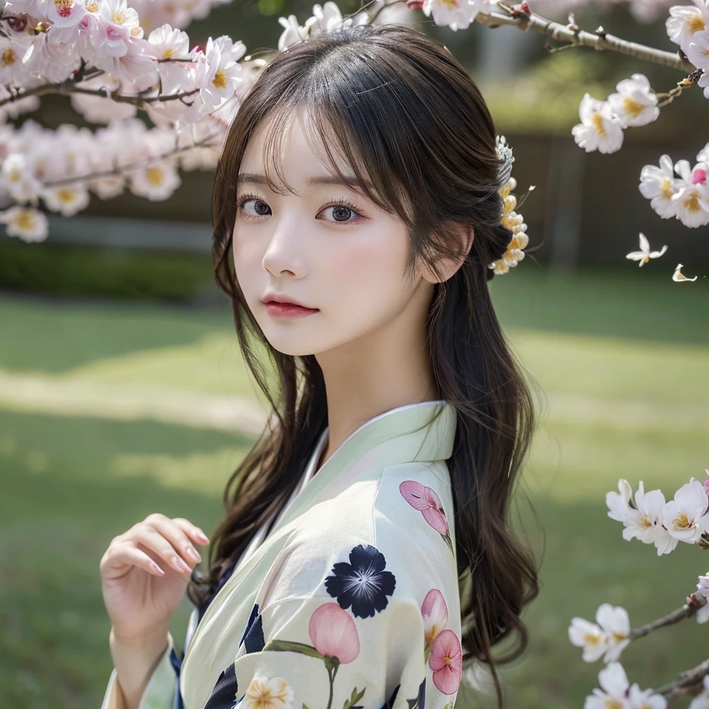 (Kimono)、Random Shots、、、randome pose、(Lots of petals fluttering:1.3)、(Wind:1.8)、(top-quality,masterpiece:1.3,超A high resolution,),(ultra-detailliert,Caustics),(Photorealsitic:1.4,RAW shooting,)Ultra-realistic capture,A highly detailed,high-definition16Kfor human skin、 Skin texture is natural、、The skin looks healthy with an even tone、 Use natural light and color,One Woman,japanes,,kawaii,A dark-haired,Middle hair,(depth of fields、chromatic abberation、、Wide range of lighting、Natural Shading、)、