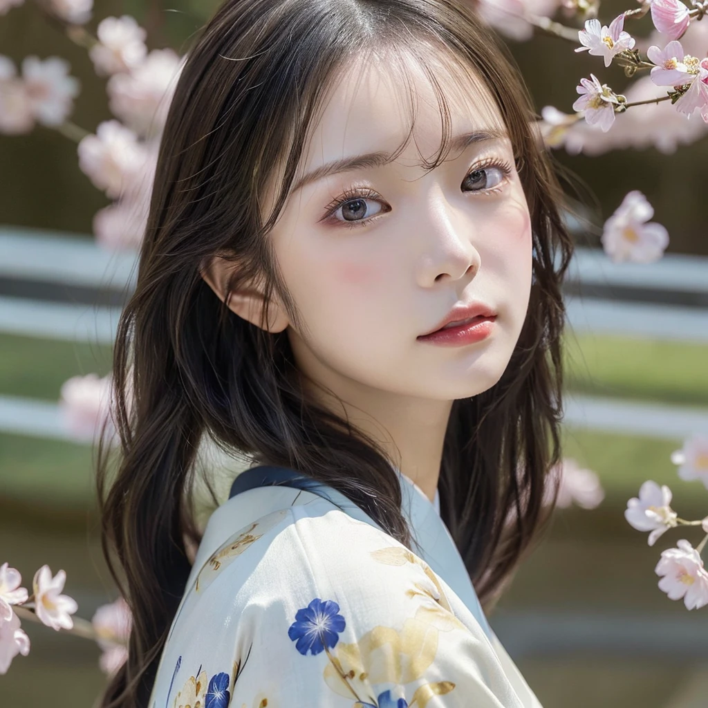 (Kimono)、Random Shots、、、randome pose、(Lots of petals fluttering:1.3)、(Wind:1.8)、(top-quality,​masterpiece:1.3,超A high resolution,),(ultra-detailliert,Caustics),(Photorealsitic:1.4,RAW shooting,)Ultra-realistic capture,A highly detailed,high-definition16Kfor human skin、 Skin texture is natural、、The skin looks healthy with an even tone、 Use natural light and color,One Woman,japanes,,kawaii,A dark-haired,Middle hair,(depth of fields、chromatic abberation、、Wide range of lighting、Natural Shading、)、