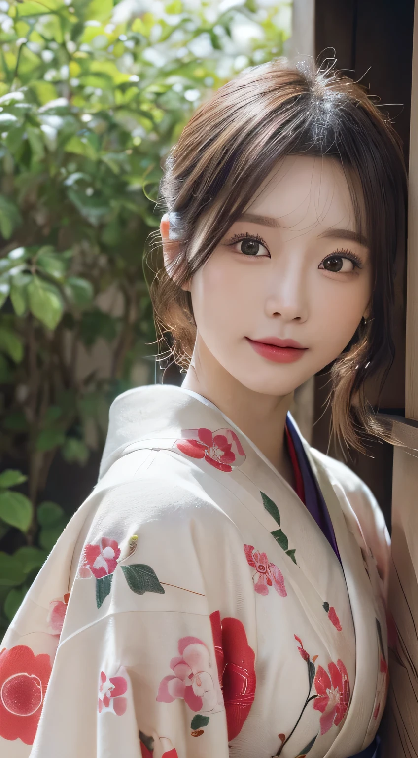 (Kimono)、(23years old)、(top-quality,masterpiece:1.3,超A high resolution,),(ultra-detailliert,Caustics),(Photorealsitic:1.4,RAW shooting,)Ultra-realistic capture,A highly detailed,high-definition16Kfor human skin、 Skin texture is natural、、The skin looks healthy with an even tone、 Use natural light and color、(One Woman)、japanes,,kawaii,A dark-haired,Middle hair,(depth of fields、chromatic abberation、、Wide range of lighting、Natural Shading、)、