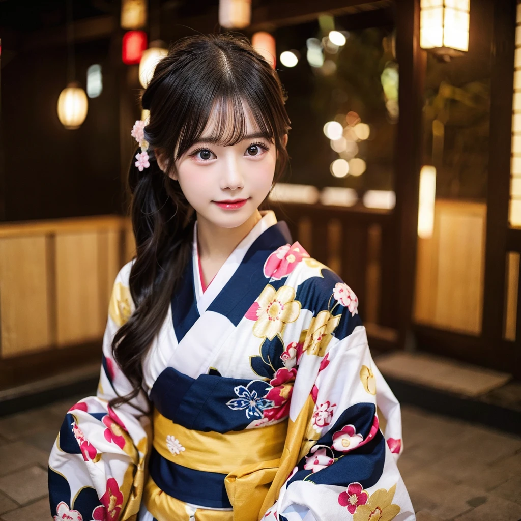 teens girl、kimono、furisode、new year、celebration、A dark-haired