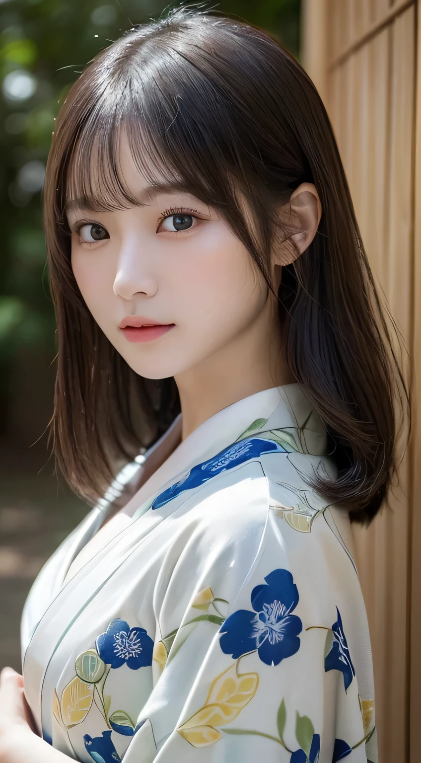 (Kimono）、(23years old)、(top-quality,​masterpiece:1.3,超A high resolution,),(ultra-detailliert,Caustics),(Photorealsitic:1.4,RAW shooting,)Ultra-realistic capture,A highly detailed,high-definition16Kfor human skin、 Skin texture is natural、、The skin looks healthy with an even tone、 Use natural light and color、(One Woman)、japanes,,kawaii,A dark-haired,Middle hair,(depth of fields、chromatic abberation、、Wide range of lighting、Natural Shading、)、