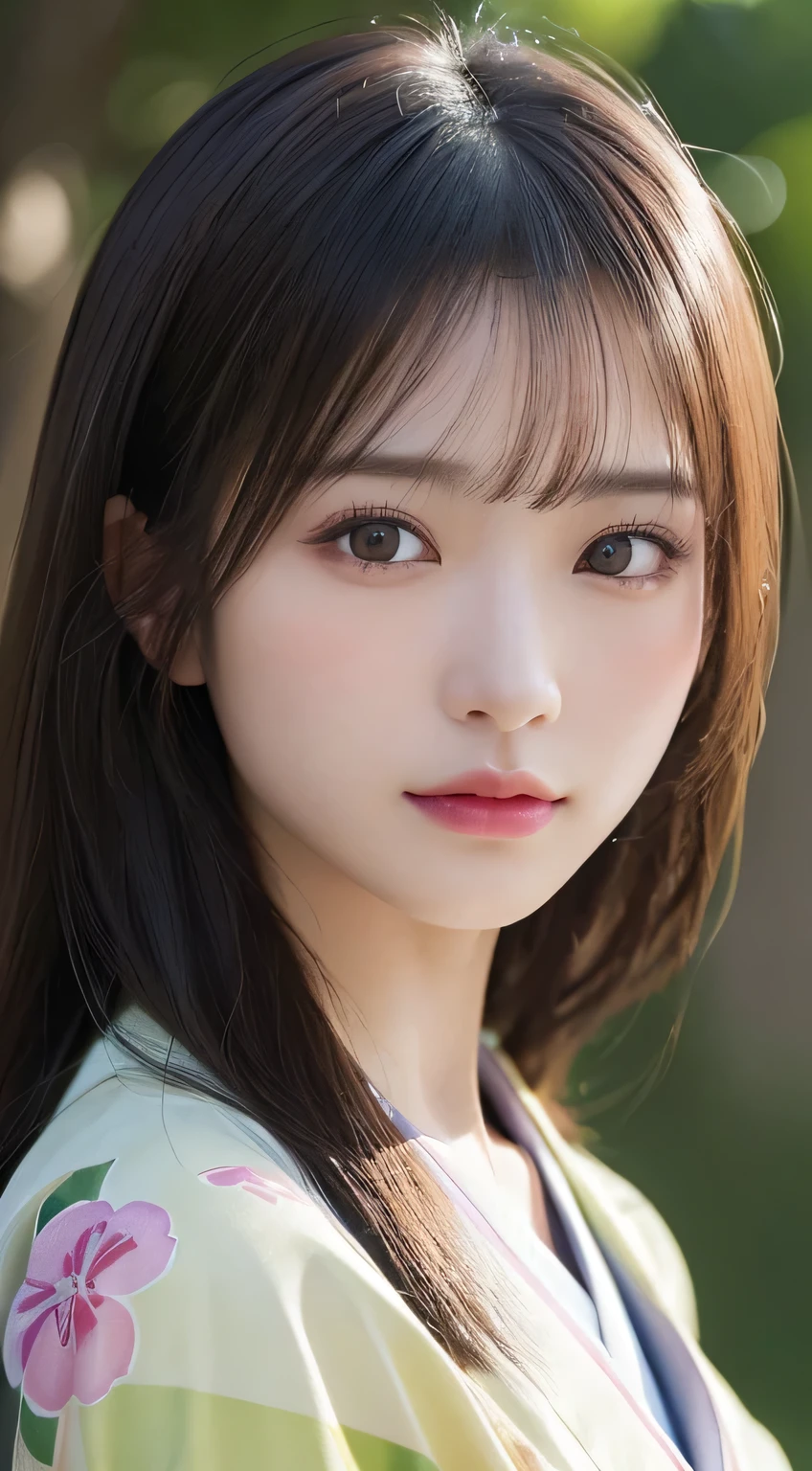(Kimono)、(23years old)、(top-quality,masterpiece:1.3,超A high resolution,),(ultra-detailliert,Caustics),(Photorealsitic:1.4,RAW shooting,)Ultra-realistic capture,A highly detailed,high-definition16Kfor human skin、 Skin texture is natural、、The skin looks healthy with an even tone、 Use natural light and color、(One Woman)、japanes,,kawaii,A dark-haired,Middle hair,(depth of fields、chromatic abberation、、Wide range of lighting、Natural Shading、)、