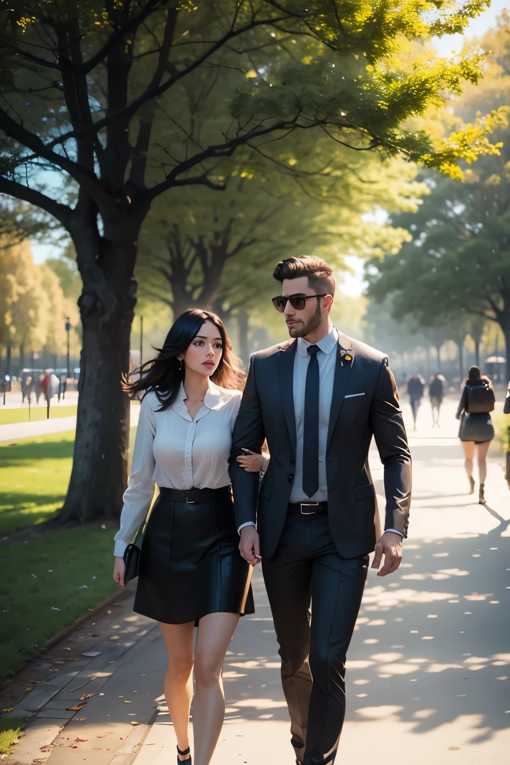 men and women walking in the park