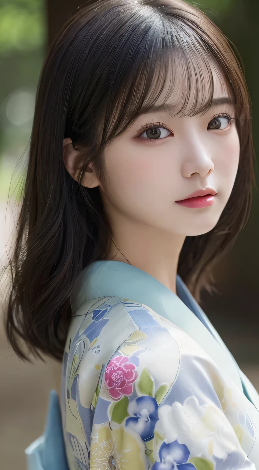 (Kimono）、(23years old)、(top-quality,​masterpiece:1.3,超A high resolution,),(ultra-detailliert,Caustics),(Photorealsitic:1.4,RAW shooting,)Ultra-realistic capture,A highly detailed,high-definition16Kfor human skin、 Skin texture is natural、、The skin looks healthy with an even tone、 Use natural light and color、(One Woman)、japanes,,kawaii,A dark-haired,Middle hair,(depth of fields、chromatic abberation、Wide range of lighting、Natural Shading)