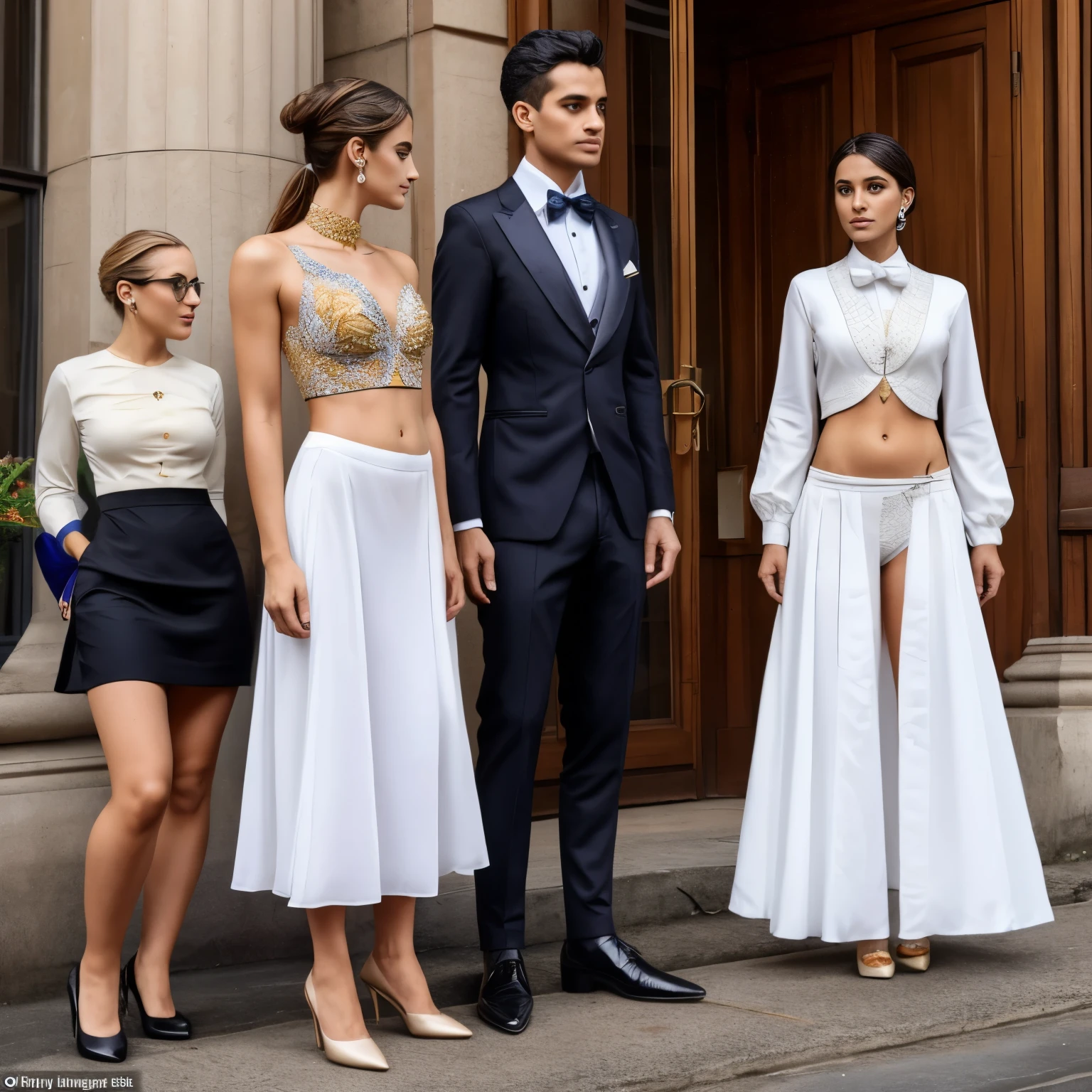 Create formal wear that criticizes society regarding eating disorders, This outfit must contain a butterfly stomach and designs that criticize eating disorders