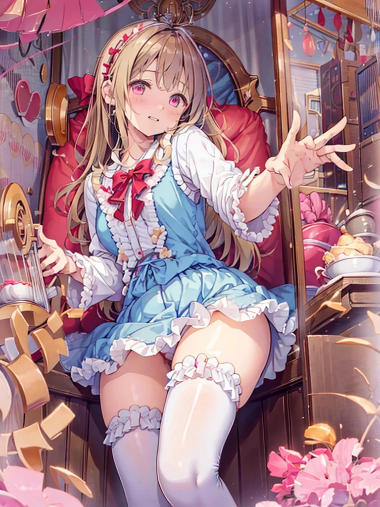 photo realistic, (masterpiece,best quality:1.4),(8k,raw photo,photo realistic:1.2), detailed skin,detailed face,(1boy and 1girl,having fuck:1.8),hug from behind, 1girl,Japanese idol,cute face, girl, Not Safe for Work, Pink Underwear, (((NO Panties))), ((Open twat))), anus, happy, medium bob, underwear on the floor grasping one's panties, blonde hair, ((wavy hair)),((pretty fingers)),((beautiful feet)),Little spread legs, twat, ((frilled legwear)) ,hairband, child, small breasts, pink kawaii room , pink gothic room, messy room, Marchen, macarons, Candy, ribbon, small window, (Miscellaneous goods are placed in a mess:1.3),dresser, antimacassar ,