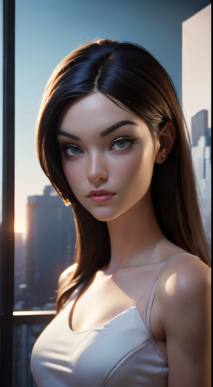 photo of Sasha Grey, RAW, beautiful woman, ((portrait)), ((detailed face:1.2)), ((detailed facial feature, detailed skin, clear skin), (perfect proportioned body), (wearing a revealing colorful sexy dress) (high detailed city environment, apartment balcony), (realistic photo, best quality, detailed), (8k wallpaper), (cinematic lighting, dramatic lighting) (sharp focus, intricate)