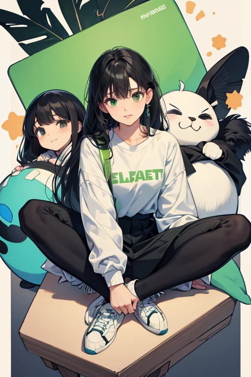 Kuki is a girl of Japanese descent. Her usual outfit is an over-sized green shirt, black leggings, green socks, and black and white converse shoes. She has long straight black hair with bangs.