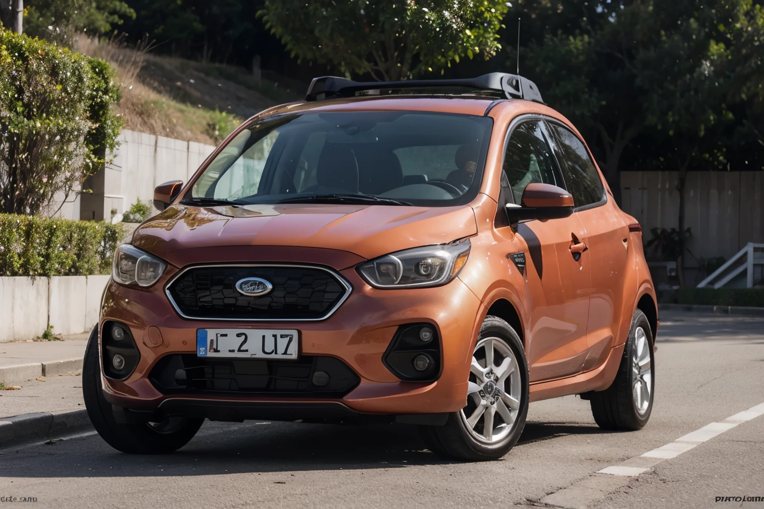 CARRO FORD KA 2004 , PRATA , COM O PARACHOQUE DIANTEIRO PRETO COM AS RODAS PRETAS NO ESTILO CARROS DA PIXAR.