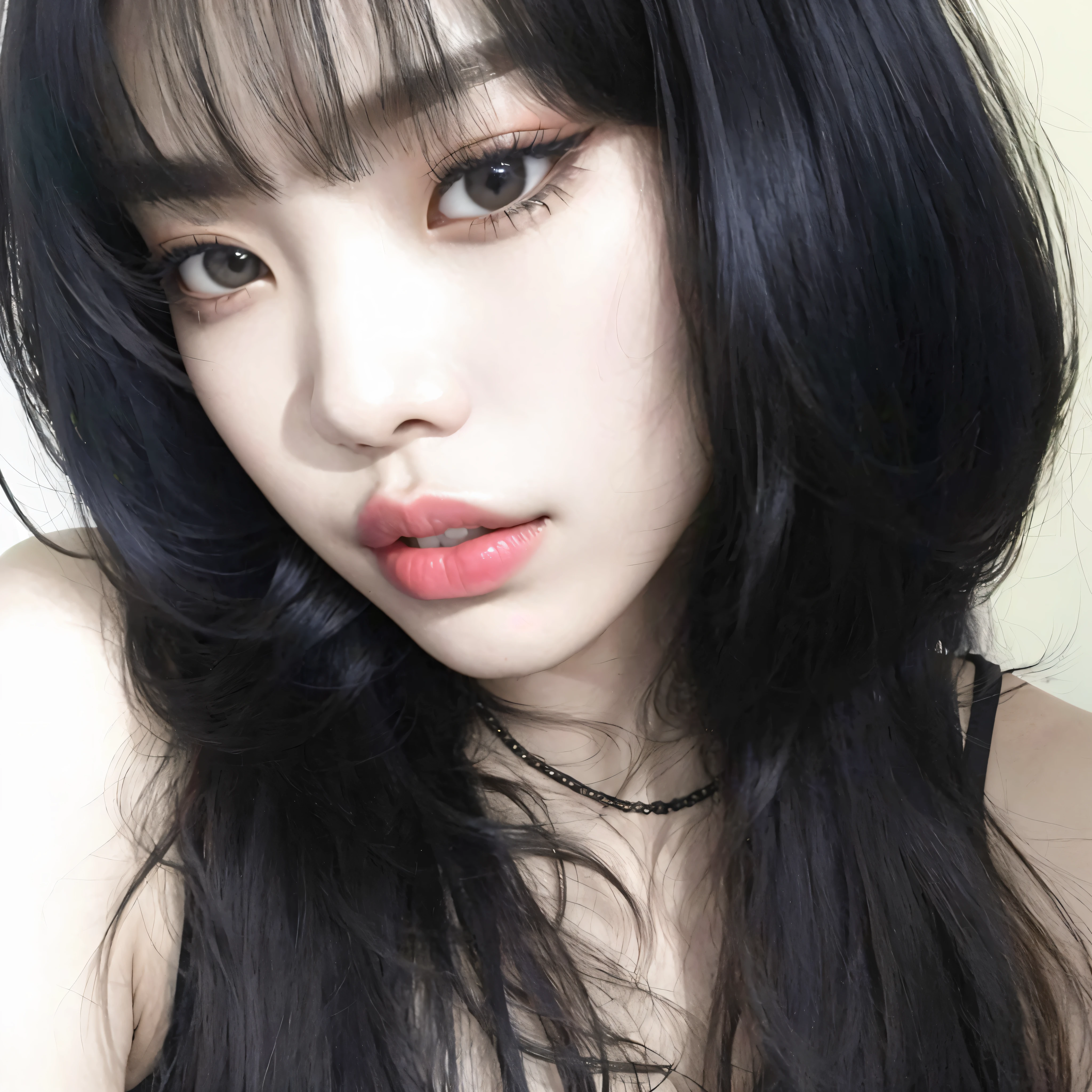 Arafed asian woman with long black hair and bangs posing for a photo, Ella tiene el pelo negro con flequillo, ulzzang, cabello blackbangs cabello, con flequillo, Cabello negro Hime cortado, con flequillo completo, flequillo esponjoso, Hermosa mujer surcoreana, Cabello largo y negro con flequillo, cruel korean goth girl, flequillo negro, Pelo largo con flequillo, Chica coreana