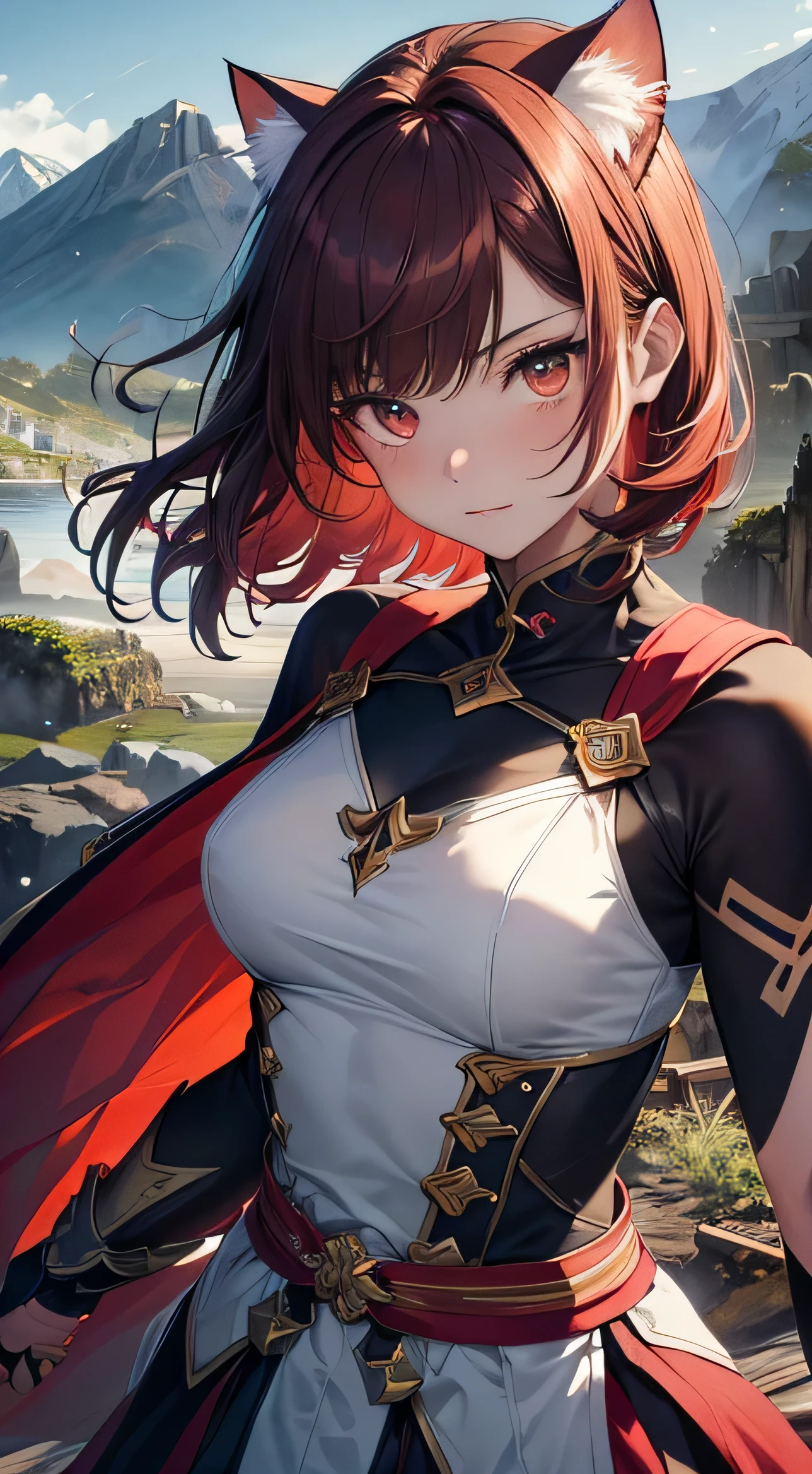 Shortcuts, chest, Brown Hair,Anime characters,Looking up,Fantasy,Female Swordsman,大きなchest, chest囲図,