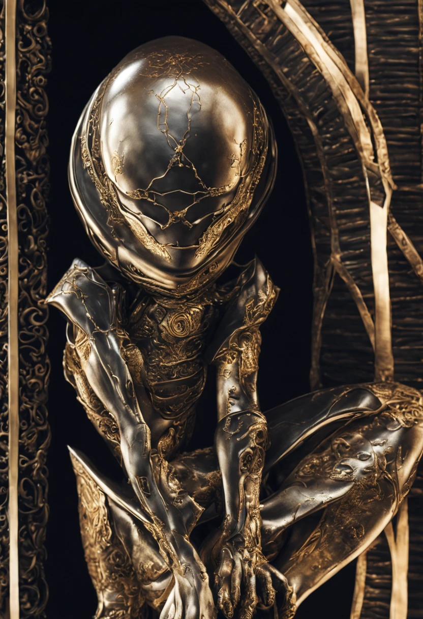 (obra-prima) Uma foto insanamente detalhada pantera negra com olhos dourados, no estilo de bio-arte, metalicidade crua, maestria em preto e branco, African influence, cor pura, close-up, alien, olhar profundo, foto de estoque, obra-prima, melhor qualidade, alta qualidade, papel de parede cg unity 8k extremamente detalhado, scenecy, fotografia premiada, hdr, Trends in Artstation, trends at CGSociety, intrincado, alto detalhe, Medium lighting, luar ao fundo