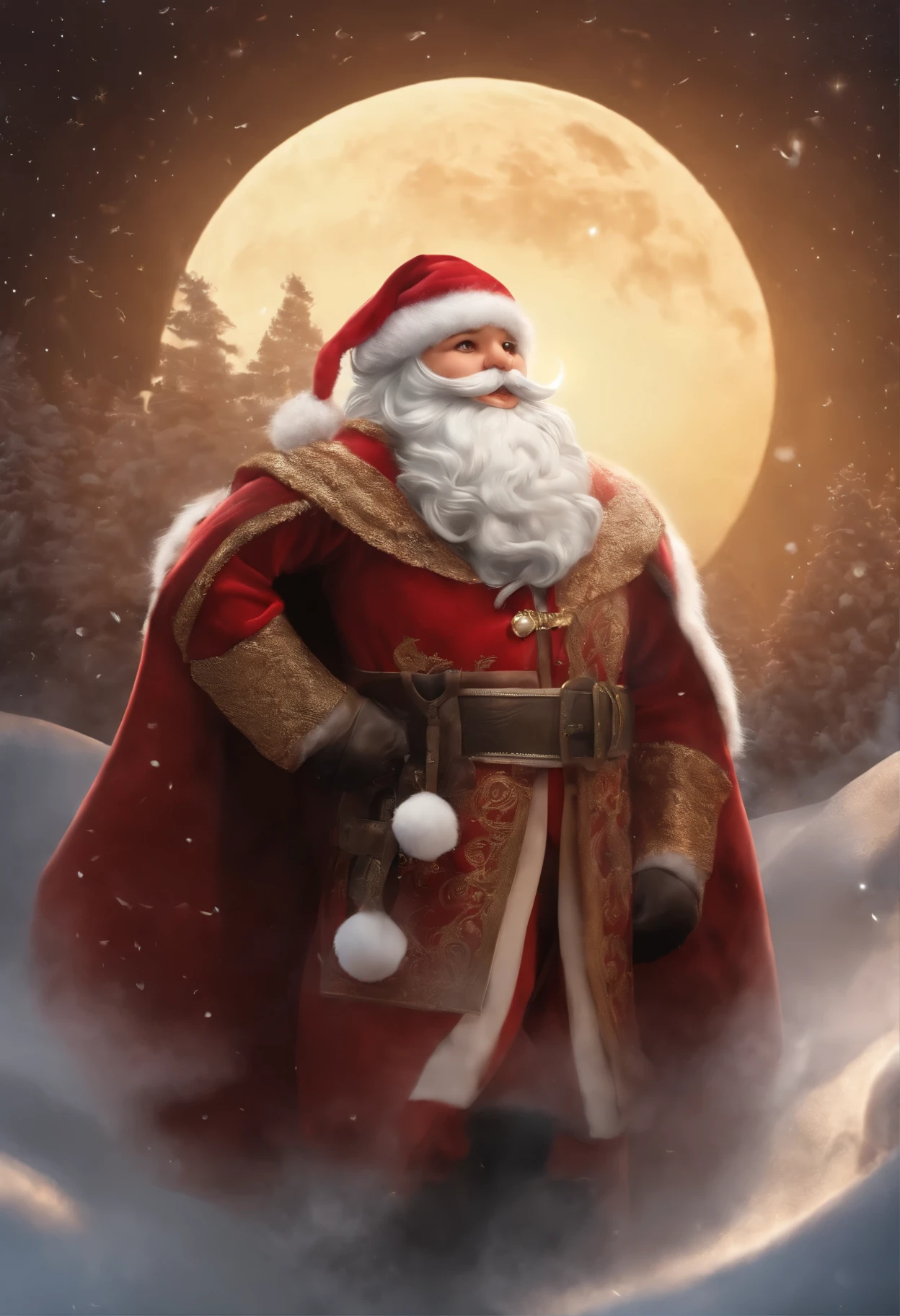 ((topquality)), ((tmasterpiece)), ( extreme details, 極端なディテール, official arts, Beautifully Aesthetic:1.2), Depth of field, composition, (full bodyesbian, chibi), Милый обнаженный Santa clause в бикини, angry, bokeh dof, bloom, Realistic background, (full bodyesbian:1.5), a painting, 电影灯光, realisitic, material: PVC Cu73Cre4ture, Shukak, Santa clause, Santa clause, Santa clause, A white, golds, Sand Fur, 4 feet, Crescent Moon Gold, Crescent Moon Background, Smoke, cloth, breathless, Smoke, Release the Magic Barrier from Your Hands