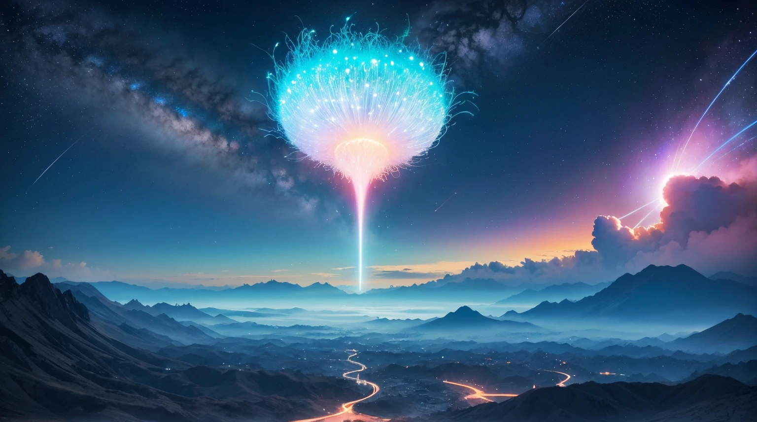 Generate a captivating YouTube channel banner for 'Ai Dream Art,' a space where artificial intelligence and dreams converge in a visual symphony. Envision a surreal dreamscape filled with ethereal elements and vibrant hues. Picture the integration of cutting-edge AI artistry, with intricate patterns and futuristic motifs. Infuse the banner with a dreamy atmosphere, perhaps incorporating wisps of clouds or celestial backdrops. Include the channel name in a modern, sleek font that harmonizes with the overall aesthetic. This banner aims to transport viewers into a realm where the boundless possibilities of AI meet the enchanting world of dreams, creating a visual journey that sparks imagination and wonder.