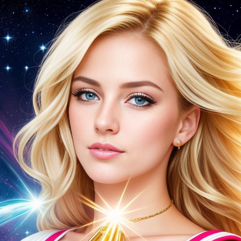 (best quality,8k,1750HD resolution),Mature and realistic depiction:1.2,Sailor Moon confidently wielding the Moon wand,flowing blonde hair,trendy 2000s fashion,beautiful detailed eyes,detailed lips,extremely detailed eyes and face,long eyelashes,vivid colors,textured fabric,portraits,radiant light,captivating dynamic pose,sparking magical effects