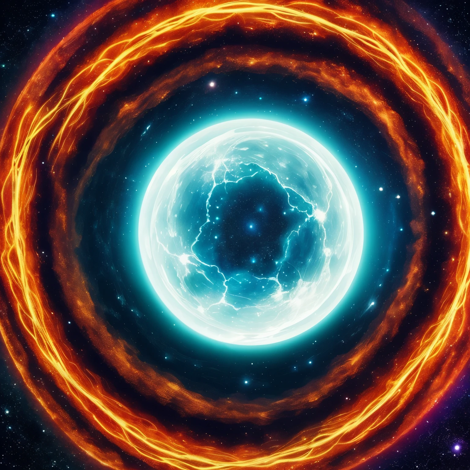 finest image, 8k, RAW photo, realistic, detailed, delicate, flashy and dynamic depiction, kaleidoscope, huge magic circle, pale full moon, static electricity, electric discharge, geometric pattern, irregularity, mysterious, sign of something happening, wide space at night, night sky, colorful, digital, art, background galaxy, rainbow colors neon line light, professional lighting