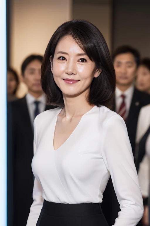 Best Quality, hight resolution, Hires, Skin definition, Detailed skin, Detailed eyes, Detailed face, 4K, 日本人A MILF, ((独奏)), (((80 years old))), (Wrinkles at the corners of the eyes:1.6), (nasolabial folds:1.6), A MILF, glamor, A sexy, Chromo-white skin, ((Wavy Longhair)), Looking at Viewer,(((Aging skin:0.9))), ((loose muscles:0.9)), (((A slender))), (((Very large breasts:1.28))), ((Saggy udder)), (Saggy buttocks), ((Japanese Models)), 4K, (photoRealistic:1.5), Realistic, nffsw, Beautiful, ?????, Perfect makeup, small diamond necklace, piercings, (((Black business suit, white undershirt, pantyhose, tight skirts, high-heels))), ssmile, Public places,Full body photo,