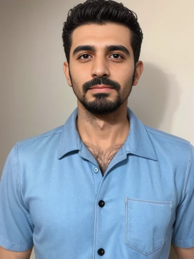Lebanese man, ugly, short thin hair, facial hair, lazy, 40 years old, shirt,