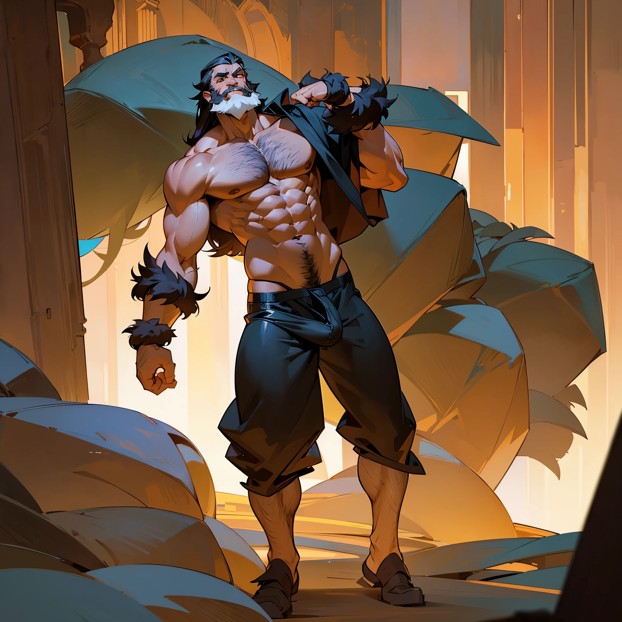 (Penile erection:1.2),(Large balls and sheaths:1.2)Sexy, muscular male, tight boxer briefs, shirtless, furry arms, hairy chest, big biceps, older aged, age 60, bearded, full body, Viking.