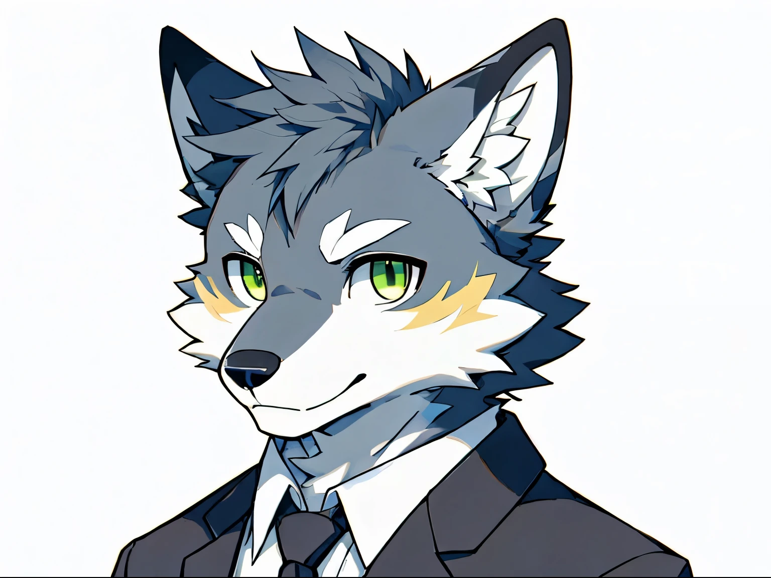 anime character of a wolf dressed in a black shirt and yellow tie, fursona wearing stylish clothes, furry character, furry fursona, professional furry drawing, fursona!!!!, fursona art, an anthro wolf, furry anime, furry art!!!, anthro art, very very beautiful furry art, furry character portrait, anthropomorphic wolf male, ((full body)), green eyes