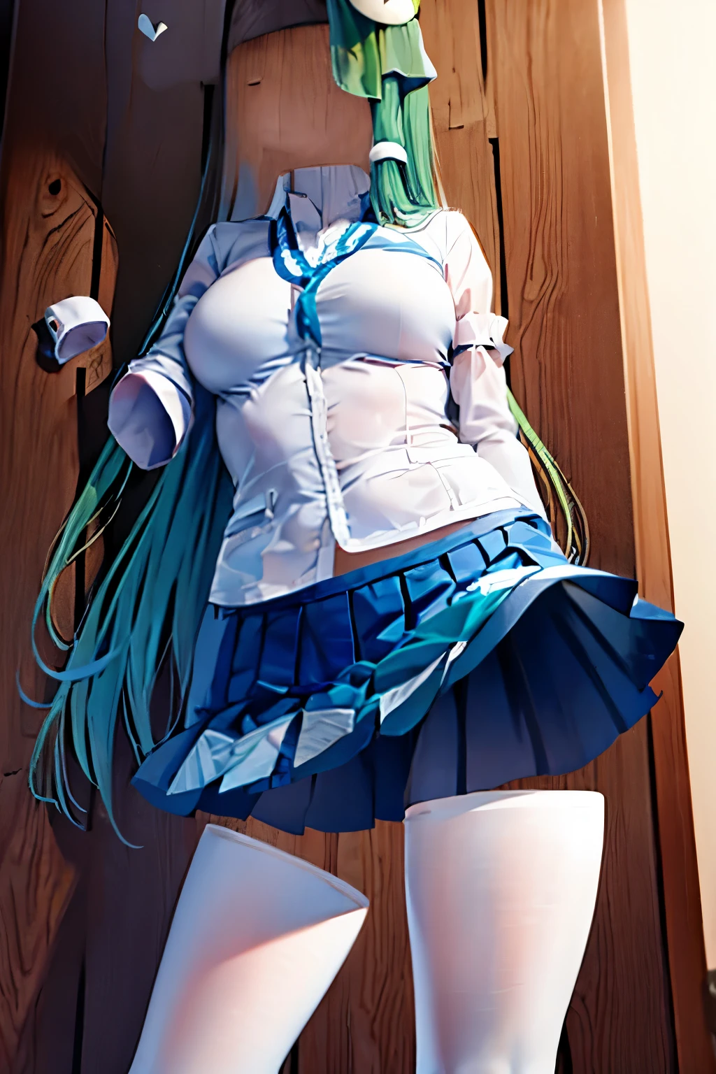 kochiya_sanae_touhou, full body, boots, tight pants, invisible