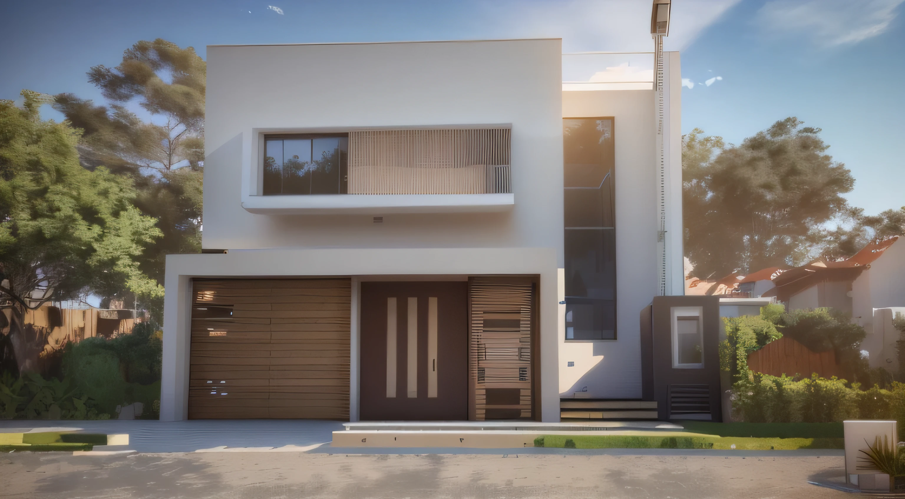 casa moderna arafada com garagem e garagem, renderizar no vray, architectural 3 d render, lumion rendering, professional render, casa contemporanea, architectural render, precise architectural rendering, 3 d vray render, Villa Interdimensional, architectural visualisation, renderizado no lumion pro, renderizado em vray, high-quality render, Casa Conceito, altamente renderizado!!