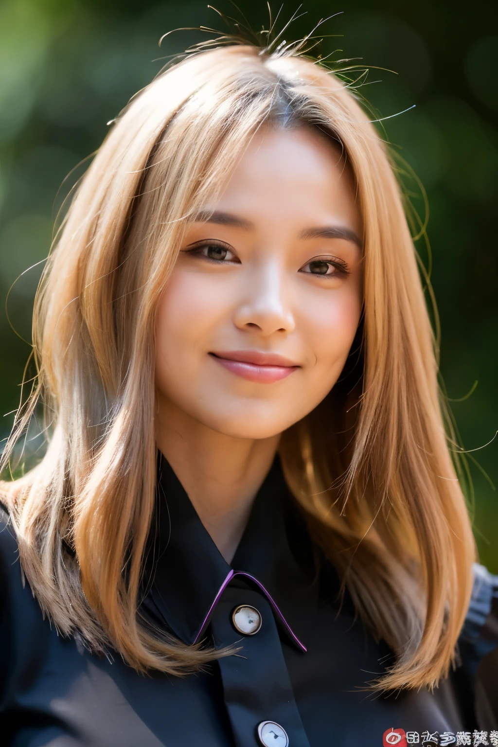 ((Best quality at best)), ((tmasterpiece)), (detailed), s the perfect face，Blonde waves，黑The eye，Asian women，Bust photo，facing at camera，ssmile，on cheongsam，