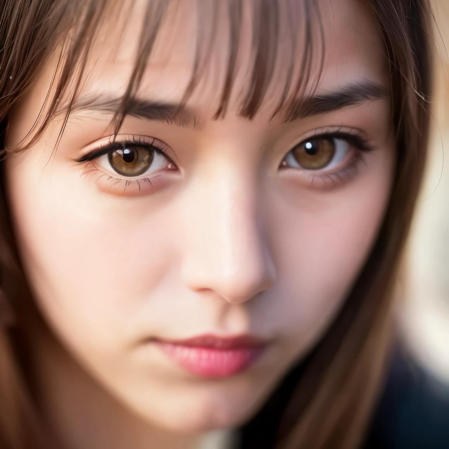 Looking at the audience, light makeup, realism, realistic photos, professional color correction, 8K, F2.4 aperture, 35mm lens, realistic real face, only the face area is included.