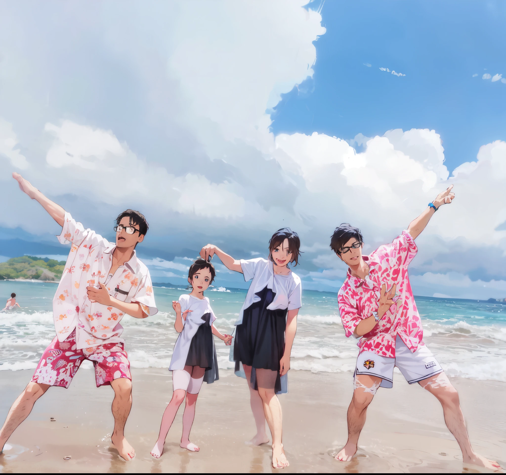 tmasterpiece, Family of four at the beach