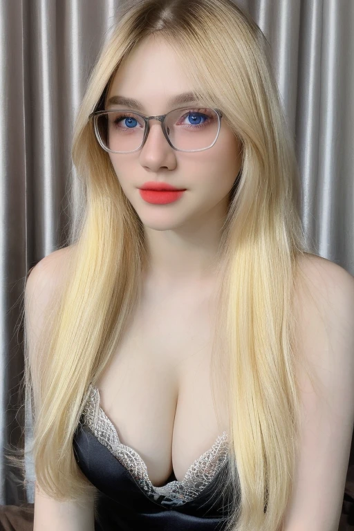RAW,, Nikon Z 85mm, award-winning glamor photography, ((best quality)), ((masterpiece)), ((realistic)), beautiful russian woman, black lace dress, white skin, 18 years old, ((long blonde hair:1.3)),glasses, hazel eyes, perky huge breasts, sitting in the bed, eiffel tower in the background, ((huge breasts)), innocent, intricate details, highly detailed, sharp focus, professional, 4k, divine rays, hand model, stunning blue eyes, small, delicate, innocent, high resolution, detailed facial features, high detail, sharp focus, soft , aesthetic, extremely detailed, photo_\(ultra\), photorealistic, realistic, post-processing, maximum detail, roughness, real life, ultra-realistic, photorealism, photography, 8k uhd, photography, SEMHOUETTE light, russian face